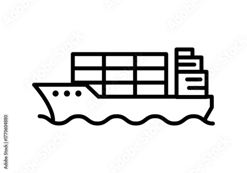 Icono negro de buque de transporte de mercancías 