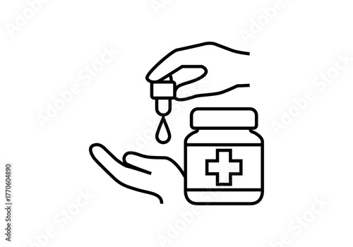 Icono negro de tratamiento con medicamento 