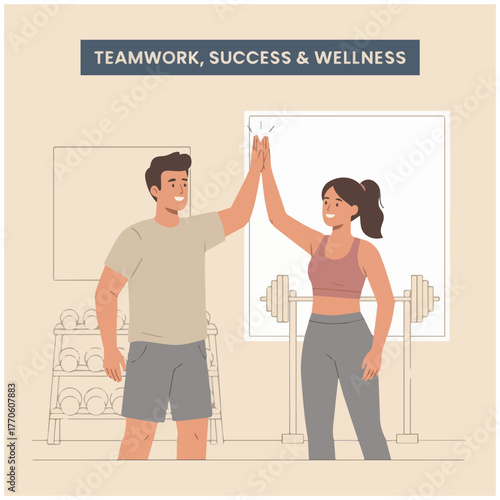 man and woman high-fiving after workout