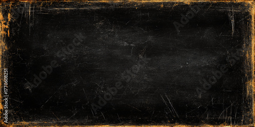 Vintage Black Chalkboard with Wooden Frame, Blank Texture Background.