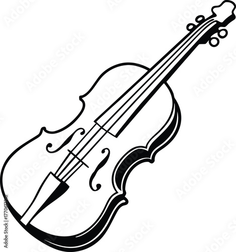 Black and White Outline of a Violin musical instrument