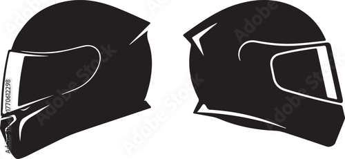 Set of motorcycle helmet silhouette vector, racing helmet icon, helmet vector icon, motorcross helmet vector illustration
