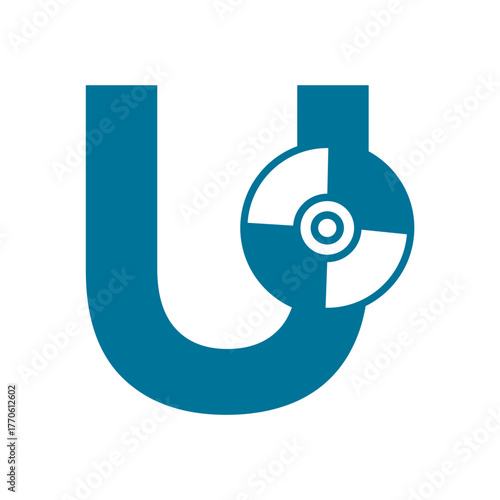 Initial Cd Dvd Logo combine with letter U vector template