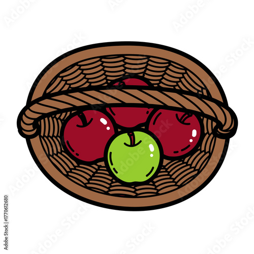 Basket of Apples Illustration