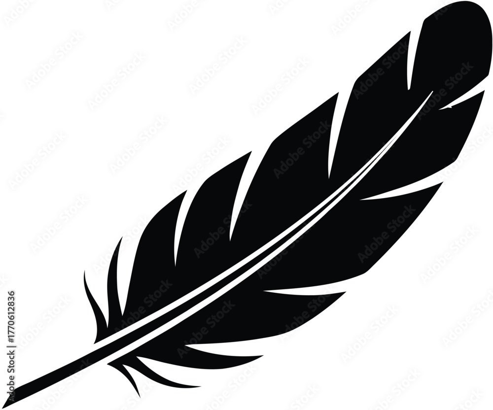 Fototapeta premium White feather on a blue background, soft and delicate illustration