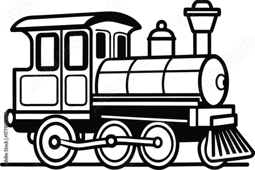 Cartoon Steam Locomotive Train Outline Keywords: train, steam engine, locomotive, engine