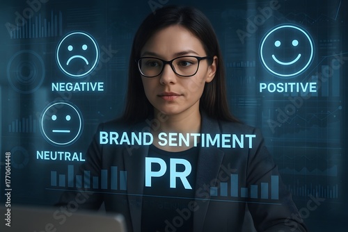 Businesswoman Analyzing Brand Sentiment and PR Strategy