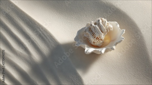 Shell resting on soft sandy surface