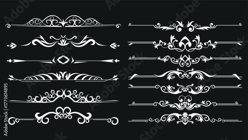 Set of decorative divider elements. Divider ornament, borders, doodle, separators, page dividers, header