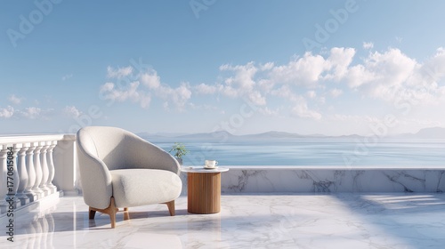 Cozy chair on a seaside terrace