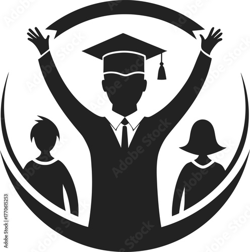 Graduation Celebration Silhouette with Students Keywords: graduation, education, student, cap