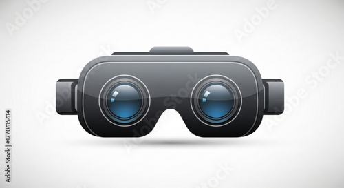 Virtual reality headset with lenses and straps for immersive gaming and entertainment experiences