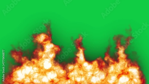 Explosion Fire Effect on Green Screen Background.