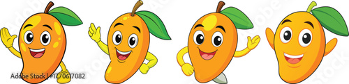 Cheerful Mango Cartoon Character with Animated Pose Flat Vector Illustration for Product Design