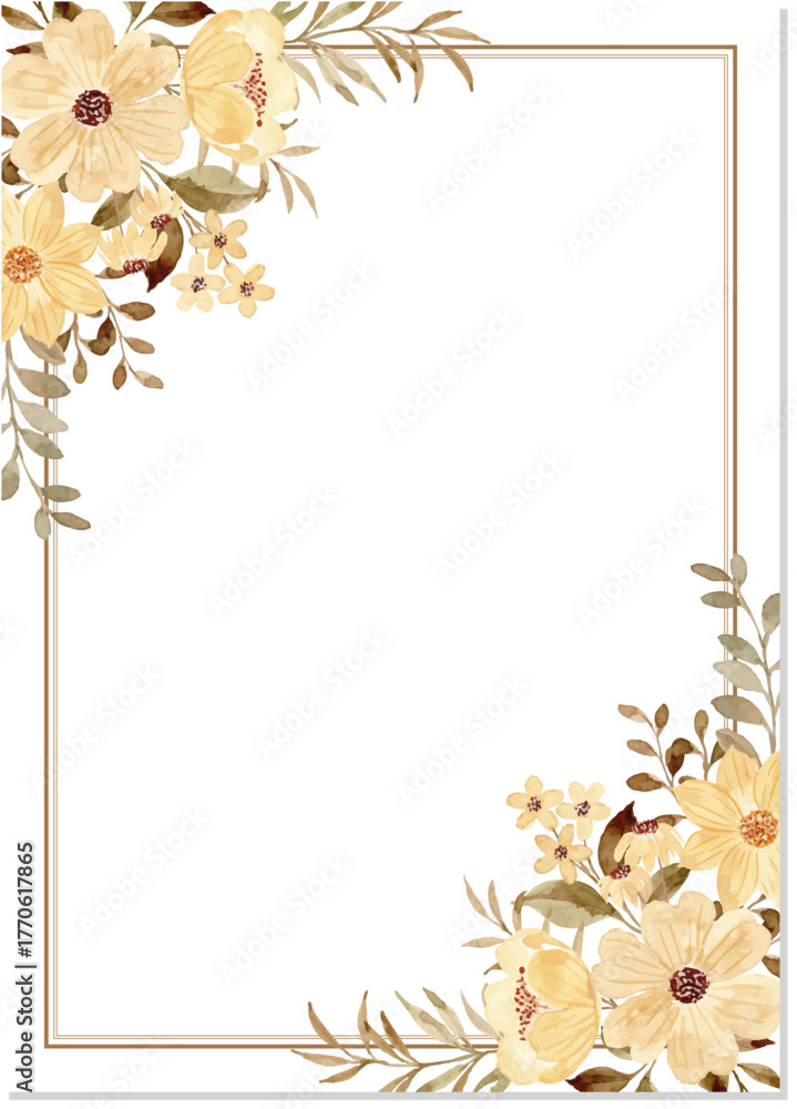 Obraz premium Watercolor yellow floral frame