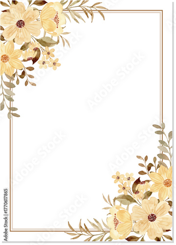 Watercolor yellow floral frame