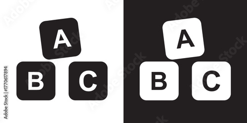 Baby ABC Cubes Icon Set for Kids Education, Preschool Learning, Toys, Alphabet Blocks, Early Childhood Development.