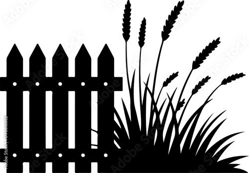 Picket Fence Corner with Grass vector illustration