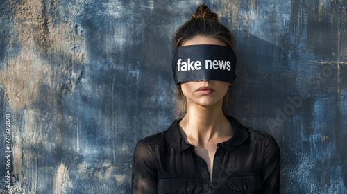 Woman with Fake News Blindfold