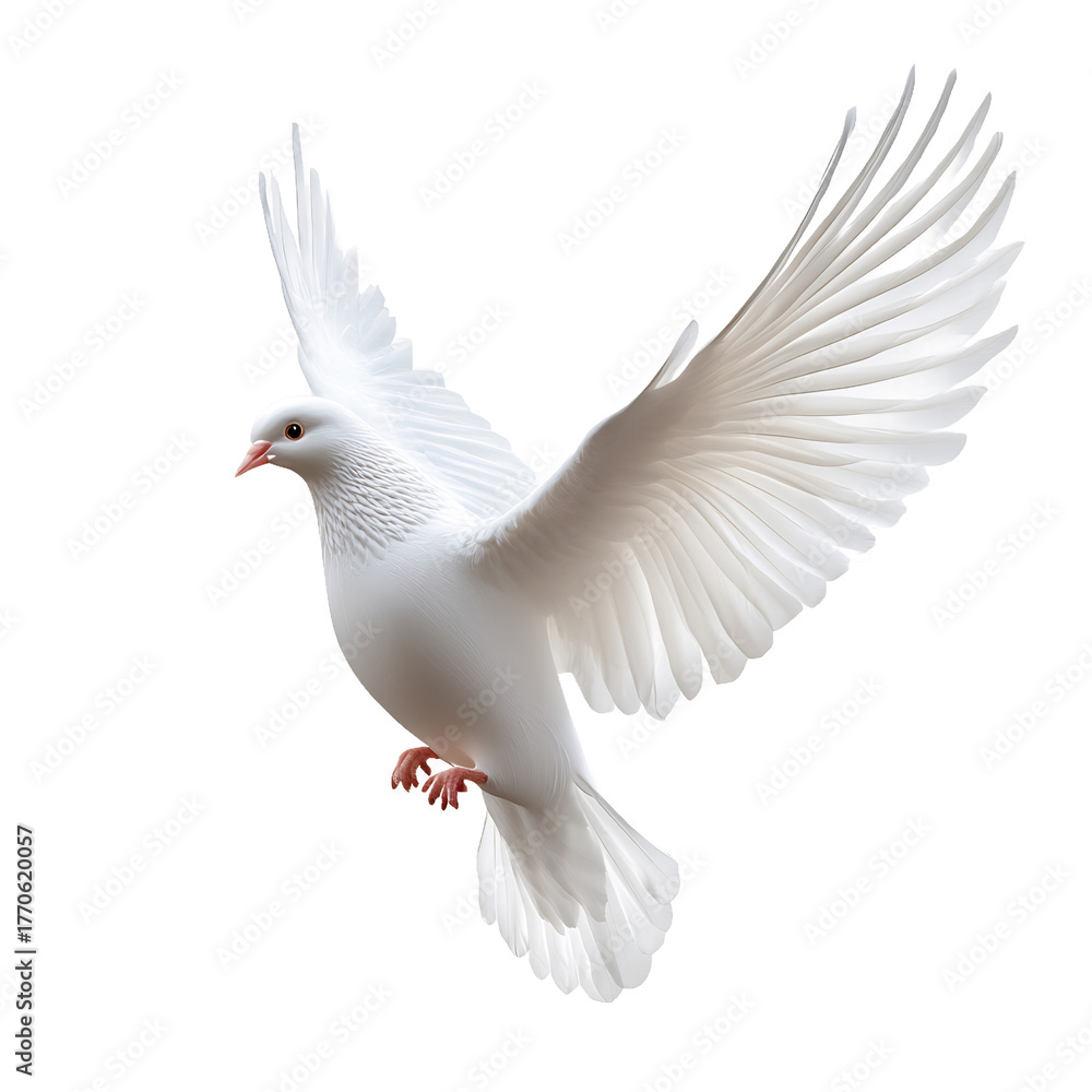 Fototapeta premium White dove ornament wings spread transparent background symbolic Christmas tree accessory