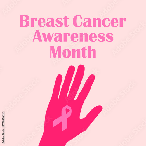 Breast Cancer Awareness Month Social Media Banner with Pink Ribbon