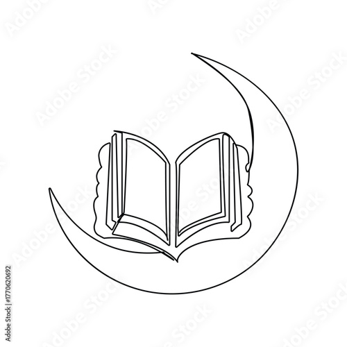 Continuous one line drawing boy muslim praying with hands in mosque isra miraj isra miraj islamic single line draw design graphic illustration