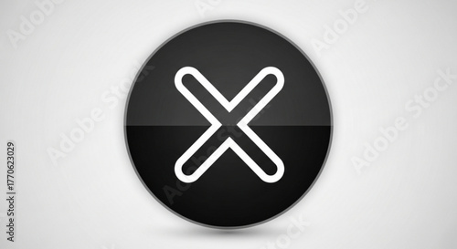 Black close icon on, representing cancellation, deletion, or error, with a sleek and modern design
