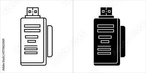 Usb flash drive and its silhouette