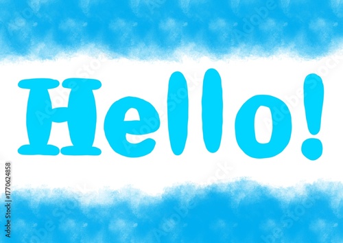 Hello world in cloudy background 