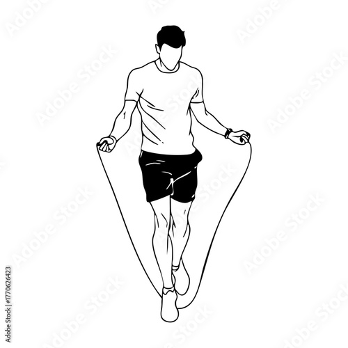 Athletic man skipping rope during workout, expressing energy, endurance, and active fitness lifestyle.