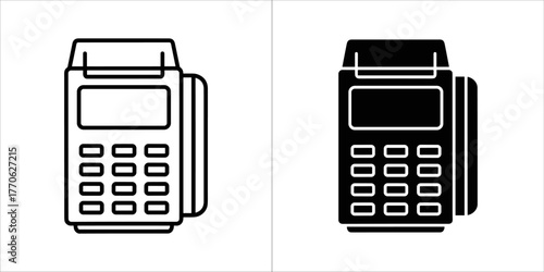 Payment terminal icon in black and white