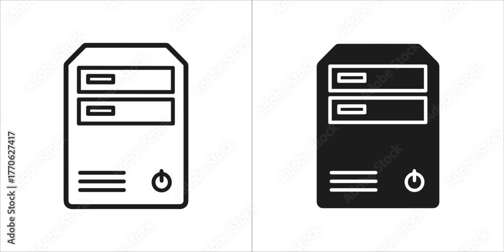 Obraz premium Computer tower icon in black and white