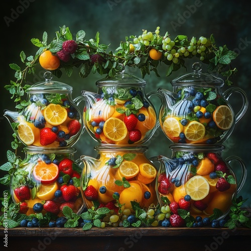 fruit teapots.