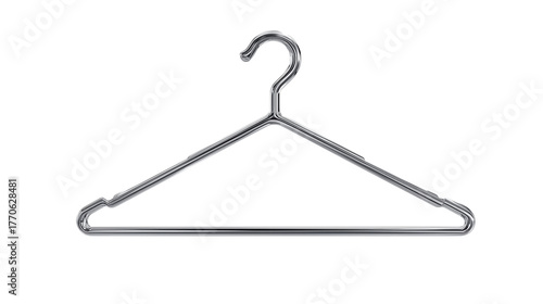 Silver Metal Clothes Hanger Isolated on Transparent Background