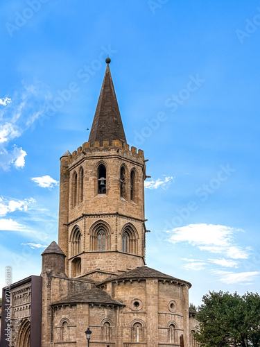 Beautiful street view of Old town in Sigues with sunlit facades and quiet charm
