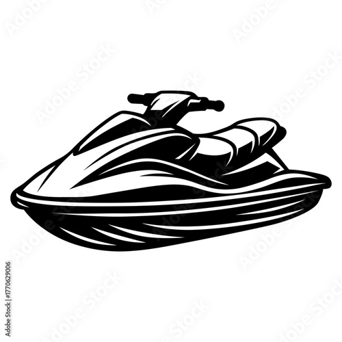 Jet Ski Vector Illustration – Black and White Watercraft Design for Summer, Marine Sports, and Adventure Artwork