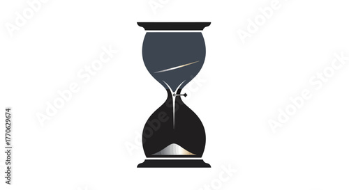 Classic black hourglass measuring the passage of time.
