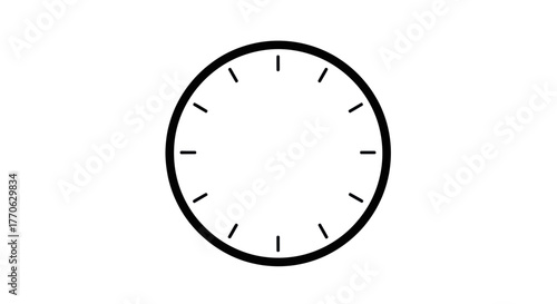 Minimalist Clock Face Illustration with No Hands on White Background.