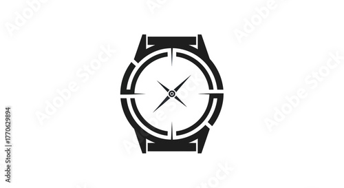Stylized Watch Icon with Compass Design for Time and Navigation.