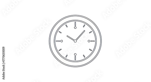 Clock Face Depicting Time with Hour and Minute Hands.