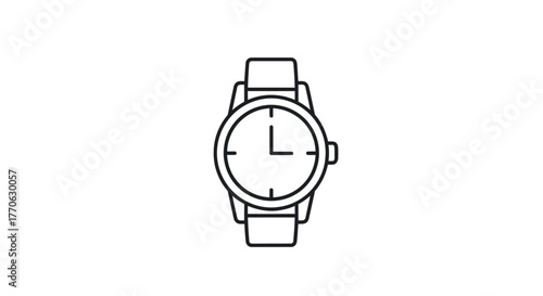 Classic Wristwatch Icon Simple Line Art Design.