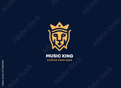 Lion head wearing a crown logo design for a music company
