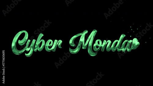 High-resolution animated text for Cyber Monday. Ideal for e-commerce, sales, and digital marketing. Features stylish design and alpha channel.