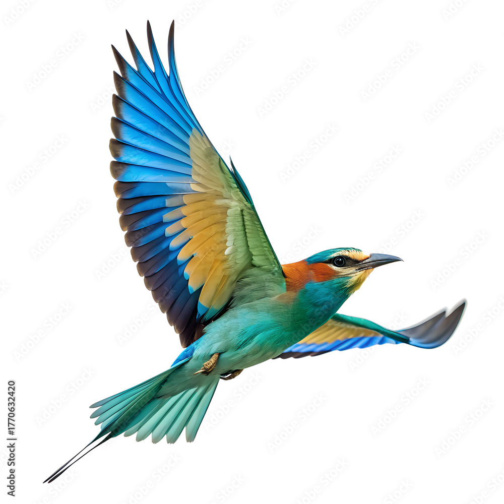 Fototapeta premium A bird flying in the sky isolated on a transparent background