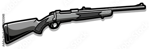 Vintage hunting rifle classic single-barrel firearm cartoon