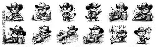 Cowboy kitten activities doodle bundle lasso guitar bricks