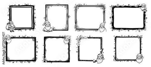 Square festive frames bundle with Santa rustic Christmas