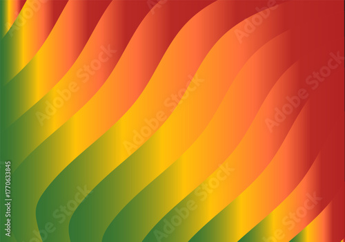 Abstract background with wavy lines in shades of green, yellow, and red