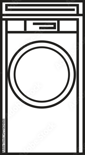 Simple Geometrical Outline Vector of a Modern Front-Loading Laundry Machine Appliance Icon