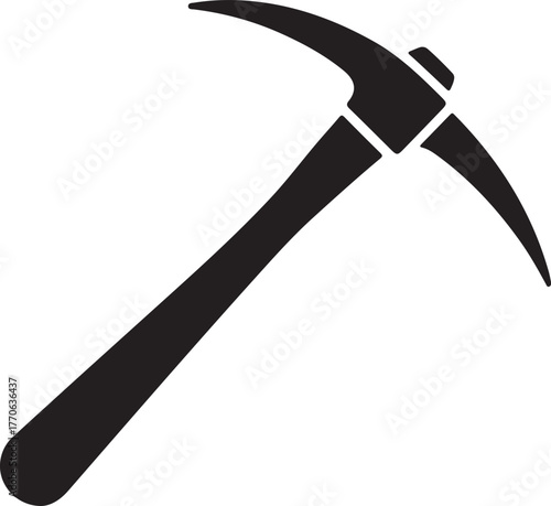 Black silhouette of a pickaxe tool on a white background vector